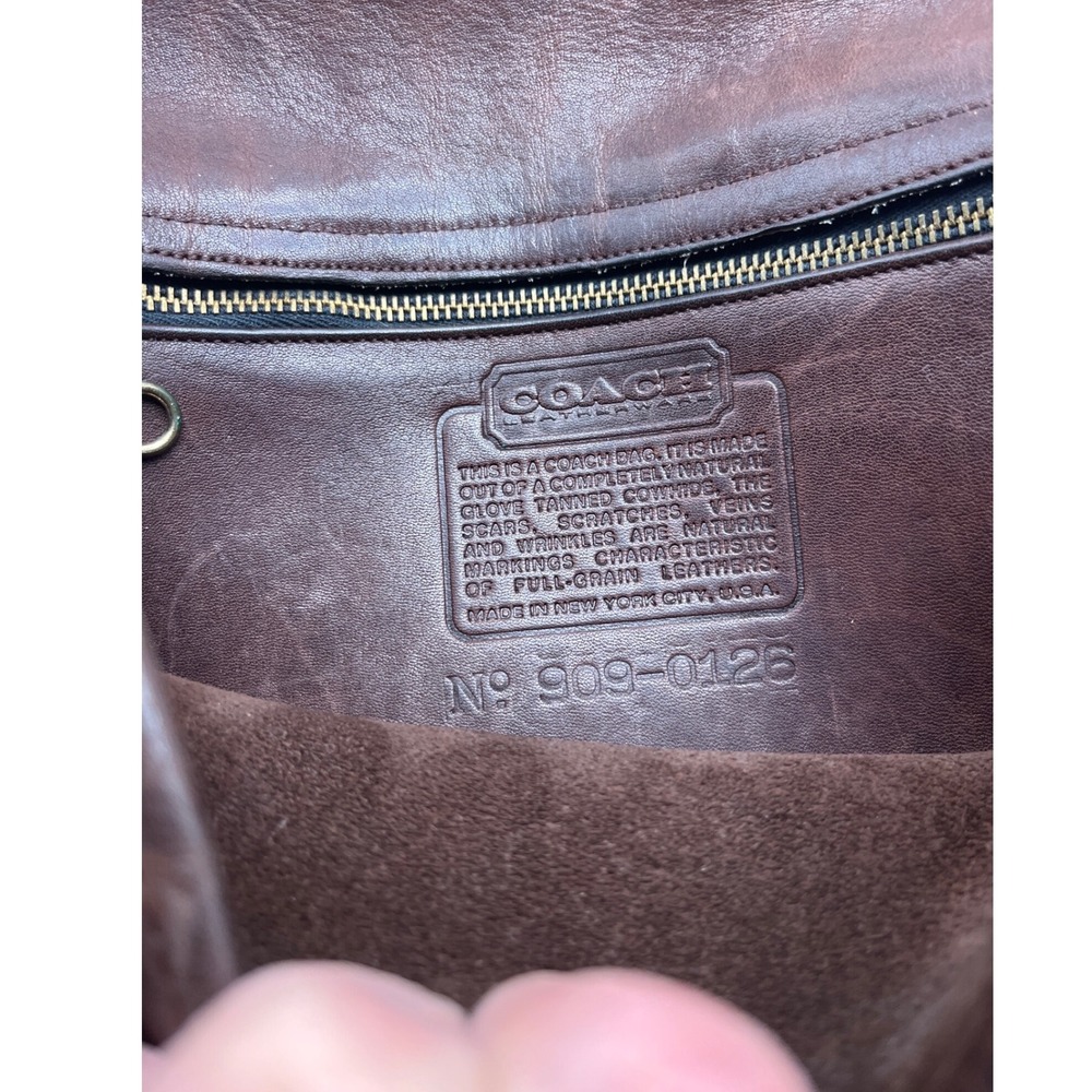 Vintage Coach Brown Leather Messenger Crossbody Bag NYC Made 909-0126 Mahogany - Picture 6 of 12